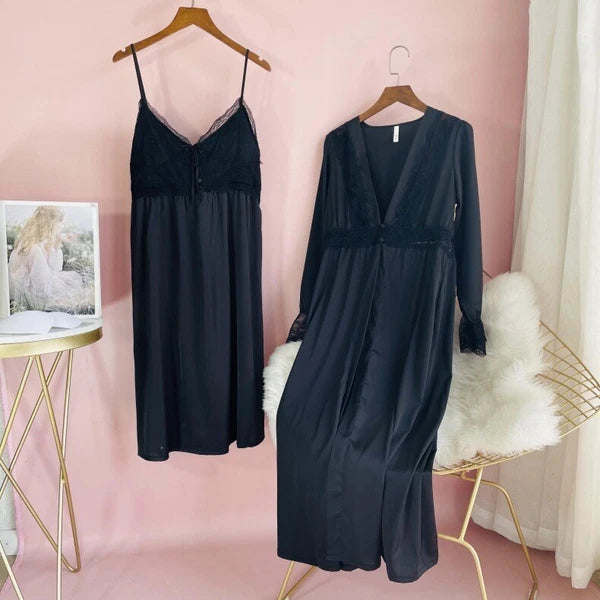 2023  Women's robe pajama set sexy lace suspender pajama dress bathrobe