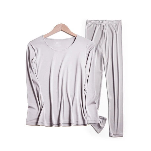 Fashion Winter Women's Pajama Set Thin Warm Underwear Tops Slim Bottom Pants