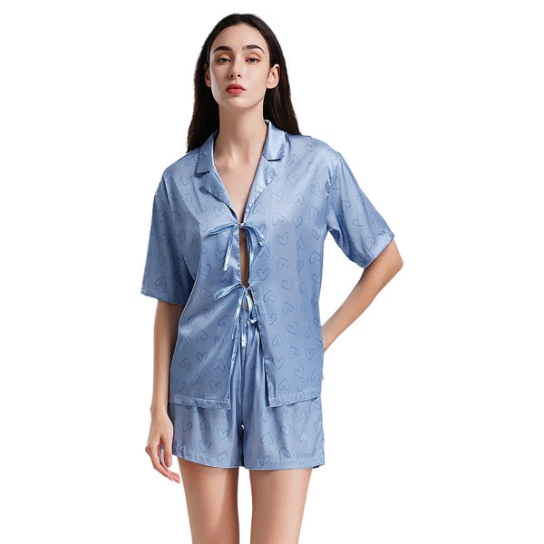 Women Nightwear Casual Pajamas Set Soft Sleepwear Ice Cool Homewear Summer