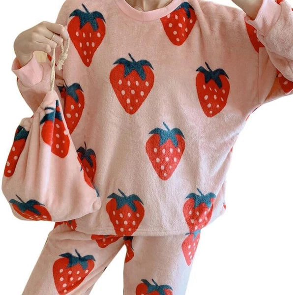 PJ Pyjama Fleece Winter PJ's Pyjamas New Women Set Night Wear Ladies Warm Sets