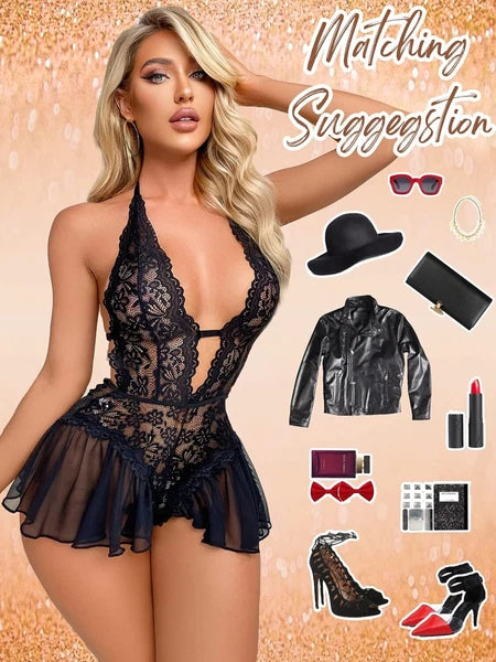 Women's Sexy Lingerie Bodysuit Dress Lace Lingerie Babydoll Nightwear Sleepwear