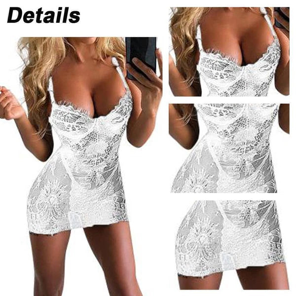 Women's Lingerie Lace Sleepwear Babydoll Underwear Nightdress G-String Nightwear