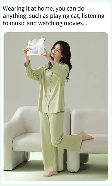 Women's Pajamas Antibacterial Dust Mite Resistant Solid Color Homewear Pajamas-