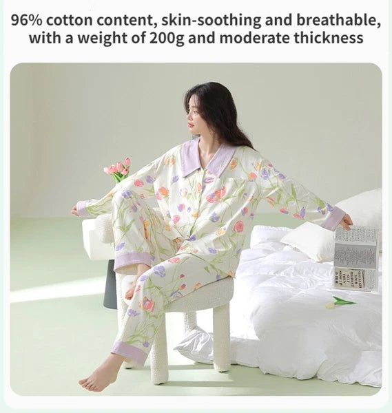 Women's Tulip Pajamas Soft Comfortable Autumn Homewear Sleepwear-