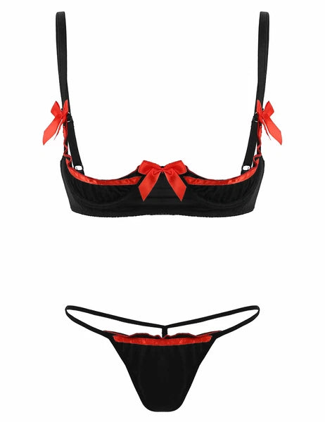 Women's G-string Sexy Lingerie Nightwear Lace Thong Bra Set Underwear Babydoll