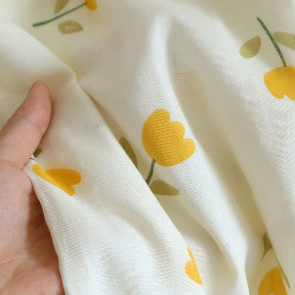 3PCS Women Pajamas Set 100% Gauze Cotton Printed Pyjamas Short Sleeve Sleepwear