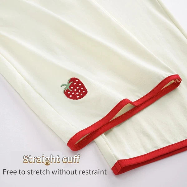 Women's Pajama Set Autumn Embroidered Comfortable Casual Antibacterial Sleepwear