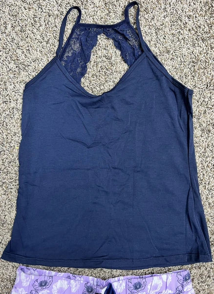 Women's talulah blue top with purple shorts  pajama set