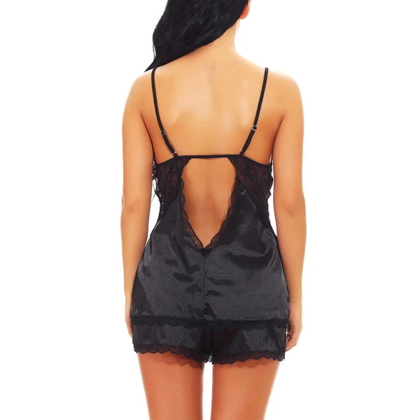 US Women Sexy Lingerie Sleepwear Satin Silk Babydoll Lace Nightwear Pajamas Set