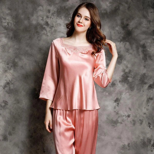New Women Silk Pajamas Set,2 pcs,100% Mulberry Silk Sleepwear Nightwear U7130