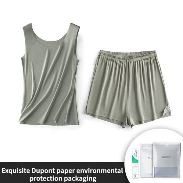 Women's Pajamas Set Comfy Casual Bacteriostasis Modal Summer Vest and Shorts