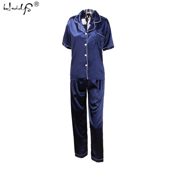 Women Lady Silk Satin Pajamas Set Pyjama Sleepwear Nightwear Summer Homewear Pj