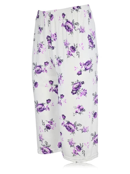 JEFFRICO Womens Capri Pajama Set 2 Piece Short Sleeve Top & Capri Pants  801C