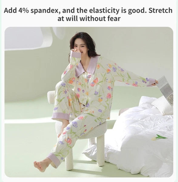 Women's Tulip Pajamas Soft Comfortable Autumn Homewear Sleepwear-