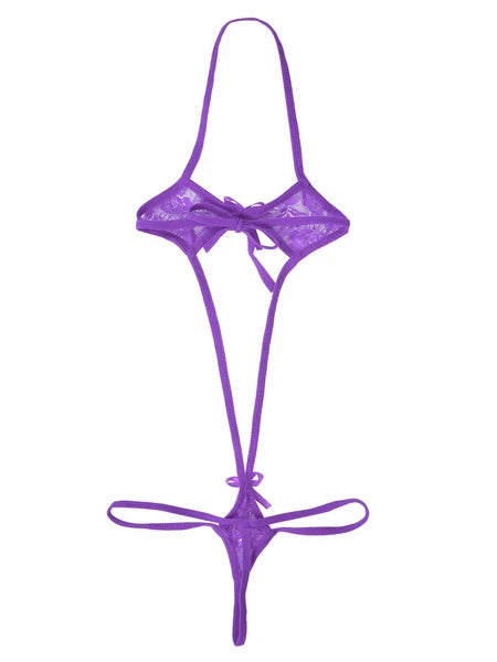 Sexy Women Mesh Lingerie Set Open Cups Bra Top Low Rise Mini Briefs Sleepwear