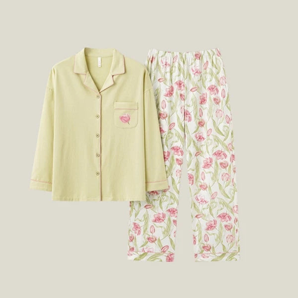Women's Tulip Pajamas Soft Comfortable Autumn Homewear Sleepwear-
