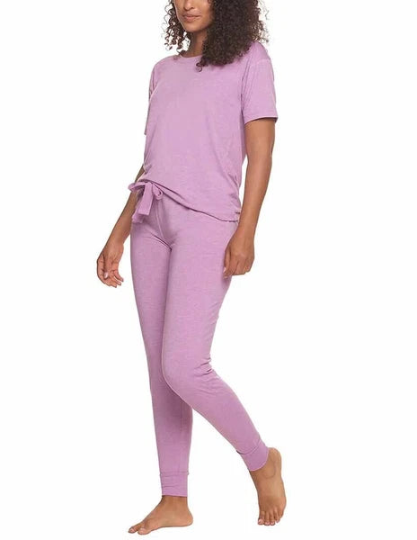 Felina Women's 3 Piece Pajama Set Jogger Shorts Crew Neck Tee