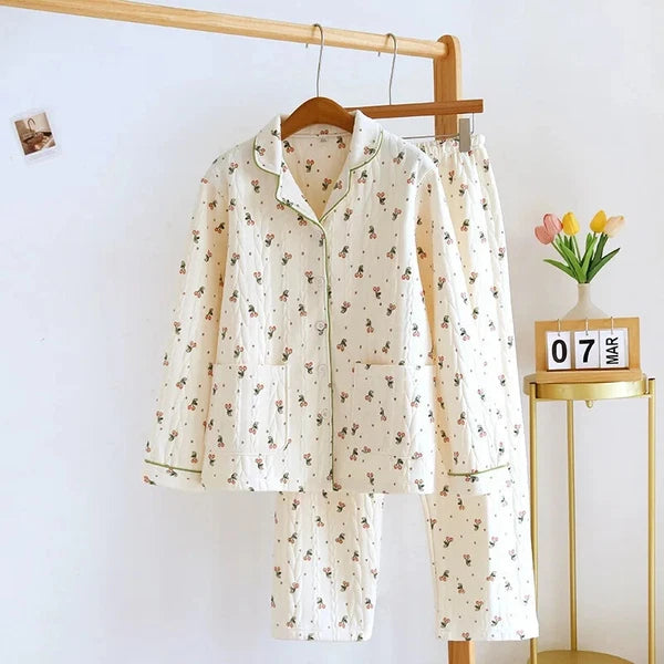 2023 Women's Pajamas Suit Cardigan Winter Pyjamas Sets Home Clothes Sleepwear