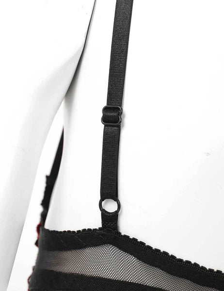 Women's Floral Lace Lingerie Bra Set Crotchless Thong G-string Cupless Bralette