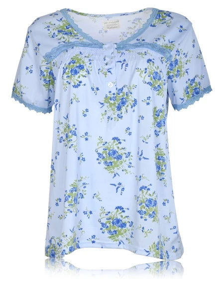 JEFFRICO Womens Capri Pajama Set 2 Piece Short Sleeve Top & Capri Pants 5201C