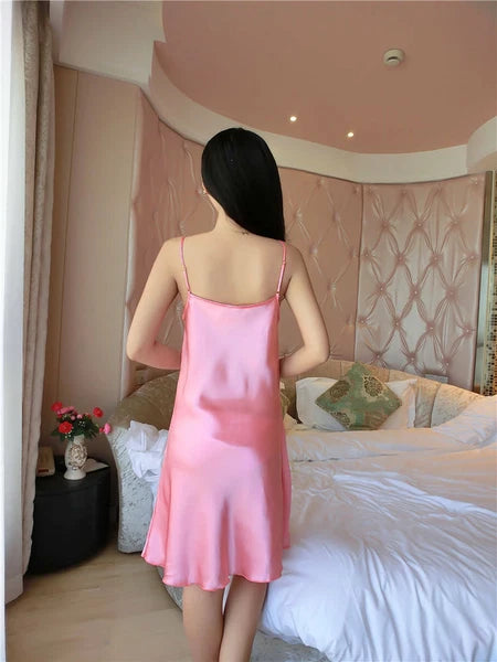 Women's Satin Pyjamas Set Short Sleeve Button-Down Sleepwear Silk PJS Loungewear