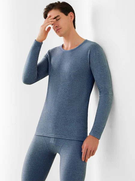Men's Cashmere & Silk Lined Thermal Pajama Set Soft Underwear Set Long Johns