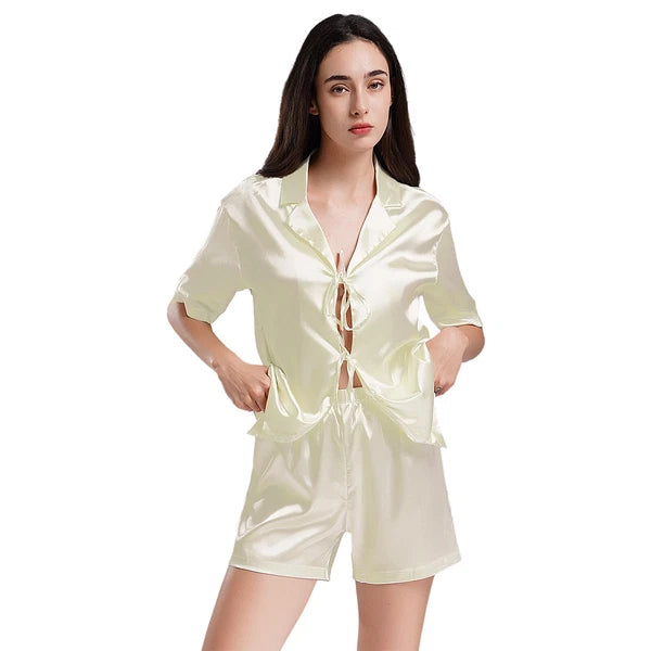 Women Nightwear Casual Pajamas Set Soft Sleepwear Shiny Homewear Comfortable