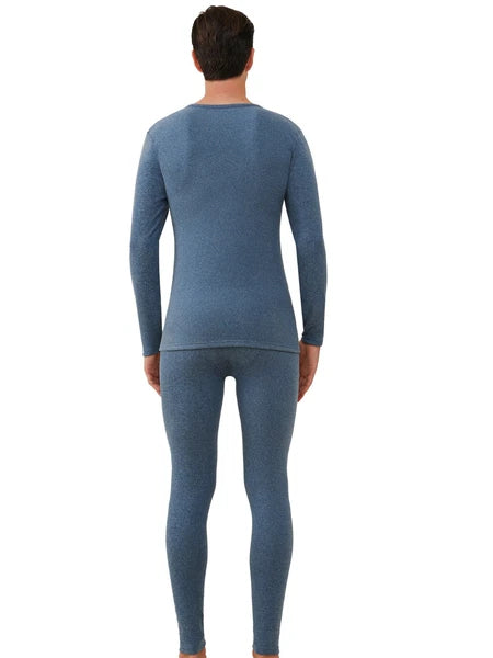 Men's Cashmere & Silk Lined Thermal Pajama Set Soft Underwear Set Long Johns