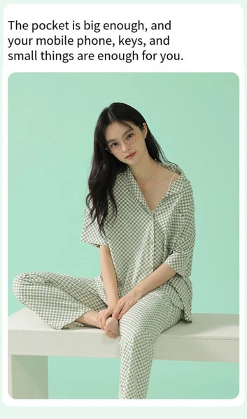 Fashion Women's Pajamas Set Short Sleeve Cool Antibacterial Comfortable Homewear Homewear-