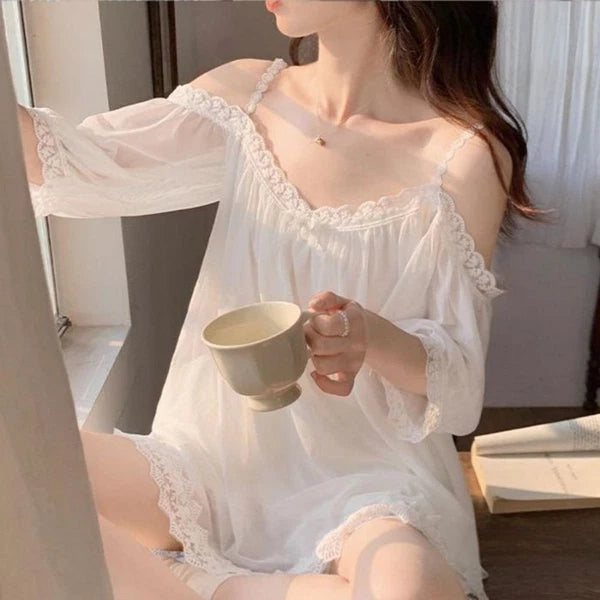 Off Shoulder Suspender Shorts Pajama Suit Women's Sleepwear Sets  Summer