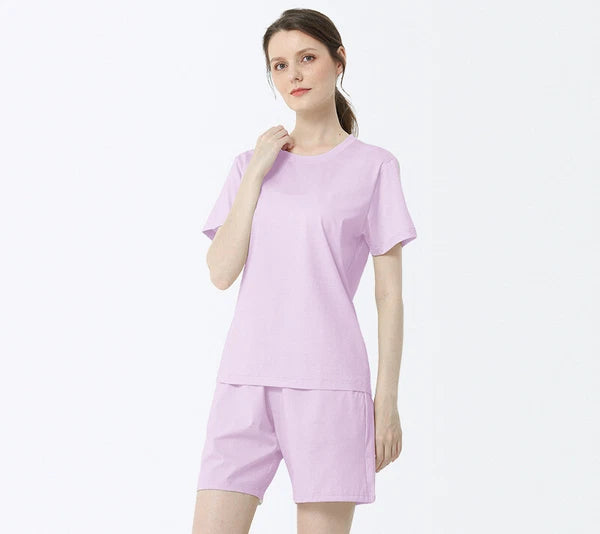 Summer Women's Cotton Antibacterial Thin Suitable Home Trip Pajamas Set-