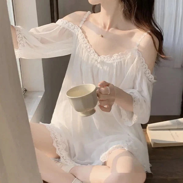 Off Shoulder Suspender Shorts Pajama Suit Women's Sleepwear Sets  Summer