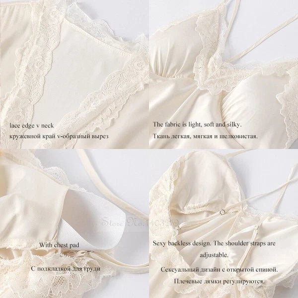 2023  Women's robe pajama set sexy lace suspender pajama dress bathrobe