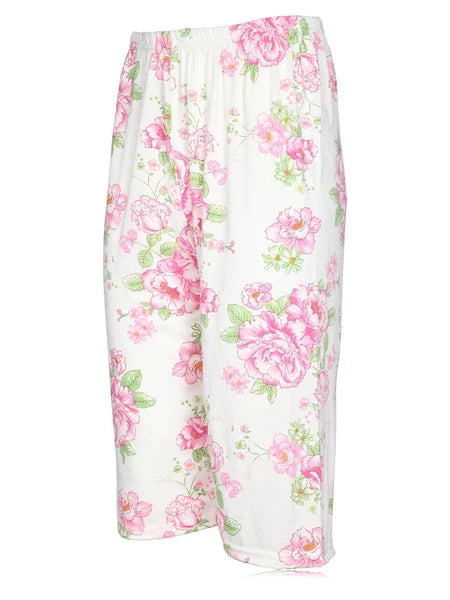 JEFFRICO Womens Capri Pajama Set 2 Piece Short Sleeve Top & Capri Pants 812C