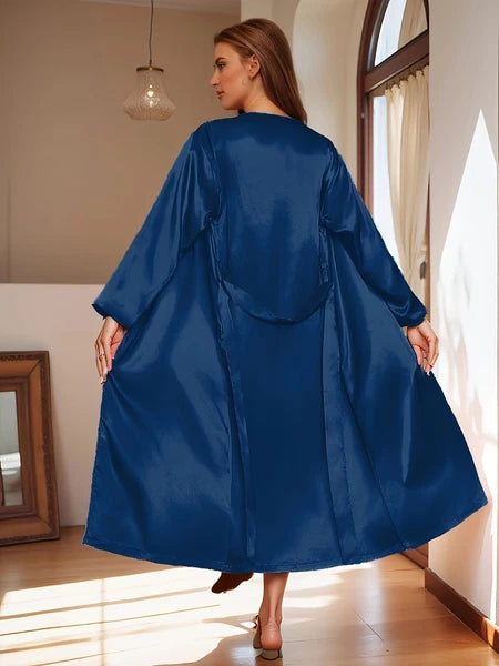 Women's satin silk robe dress sleepwear underwear long nightgown sleepwear