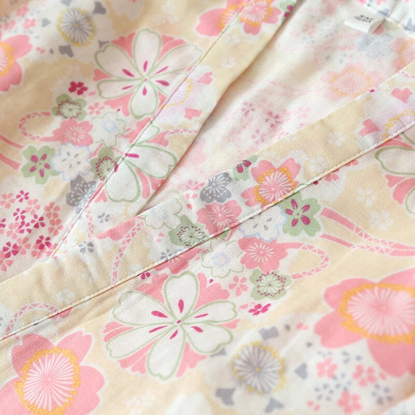 Japanese Harajuku 100% Gauze Cotton Kimono Pajamas Top+Pants Women Nightgown Set