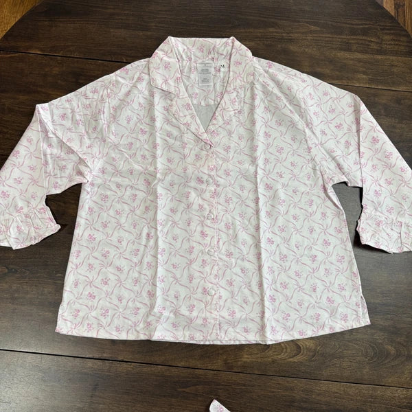 POTTERY BARN LoveShackFancy FLORAL TRELLIS SATEEN PAJAMA SET~PINK & BLUE AVAIL