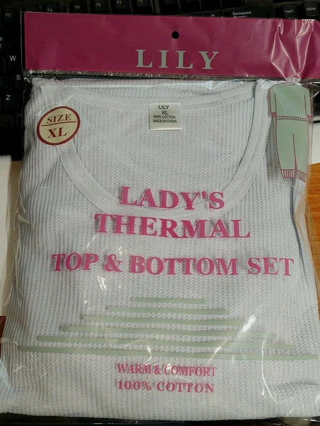 WOMEN'S Thermal TOP & BOTTOM SET Waffle Knit Long Johns Warm Underwear PJ'S 2pcs
