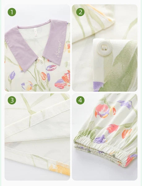 Women's Tulip Pajamas Soft Comfortable Autumn Homewear Sleepwear-