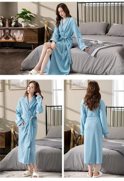 M-4XL Bridesmaid DressingGown Plus Size Cotton Bridesn'Robes Long Sleeve Loose