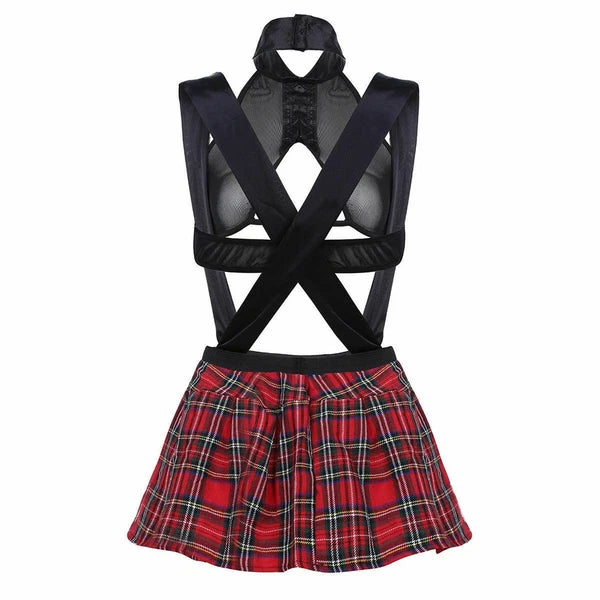 Halloween School Girl Cosplay Tartan Mini Skirt Sexy Lingerie Student Uniform US
