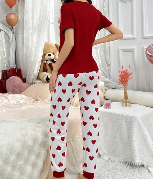 Womens Pajamas Set Lounge Set Short Sleeve Pjs Joggers Pants Sleepwear 2 Piece