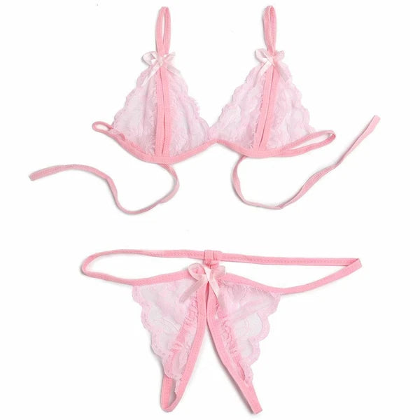 Sexy Lingerie Lace Bra G-string Thong Set Babydoll Sleepwear Underwear Nightwear