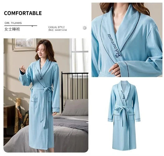 M-4XL Bridesmaid DressingGown Plus Size Cotton Bridesn'Robes Long Sleeve Loose