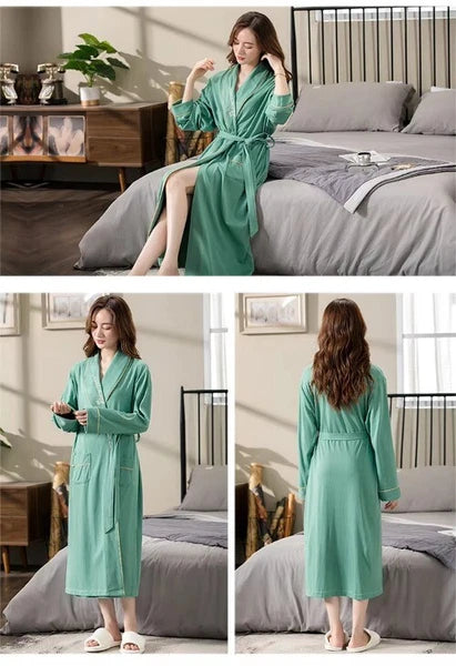 M-4XL Bridesmaid DressingGown Plus Size Cotton Bridesn'Robes Long Sleeve Loose