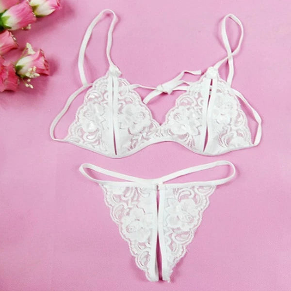 Sexy Lingerie Lace Bra G-string Thong Set Babydoll Sleepwear Underwear Nightwear