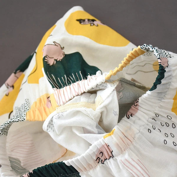 Women Pajamas Set 100% Cotton Printed Sleepwear Casual Nightwear Gauze Home Wear