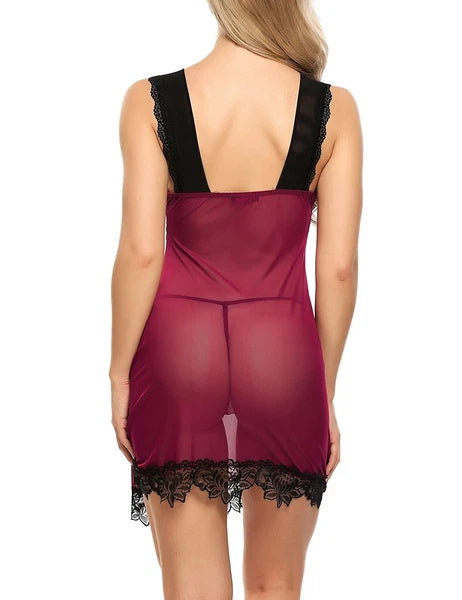 Sexy Women Lingerie Lace Sleepwear Teddy Babydoll Underwear Nightgown Dress Set