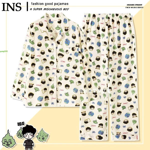 Mob Psycho 100 Mobu Saiko Hyaku Dimple Long sleeves Shorts Leisure Wear Pajamas