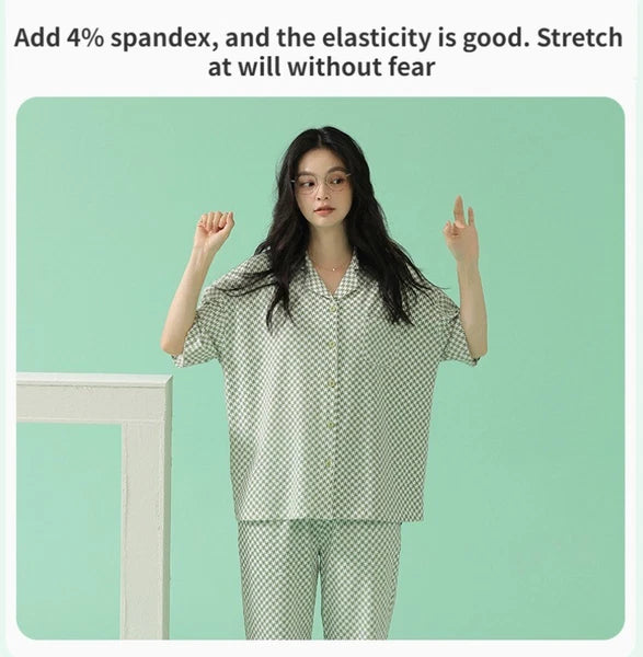 Fashion Women's Pajamas Set Short Sleeve Cool Antibacterial Comfortable Homewear Homewear-
